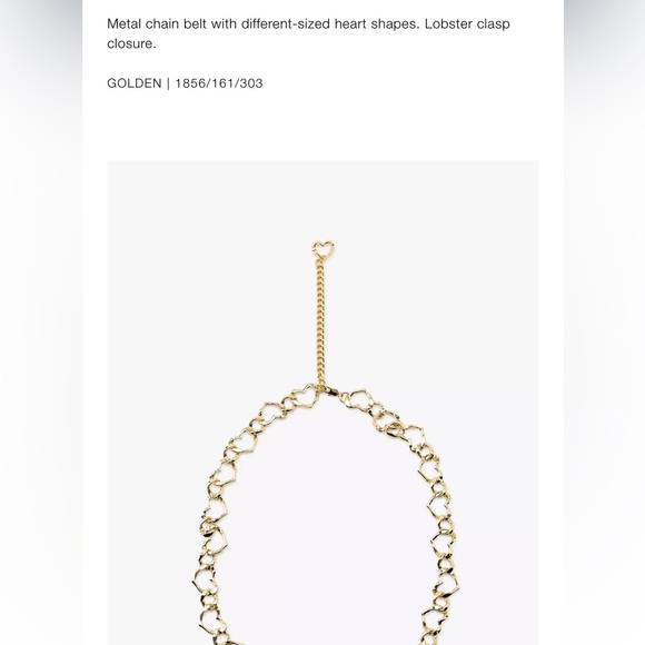 Zara NWT heart chain belt gold 1856/161 - Picture 5 of 6